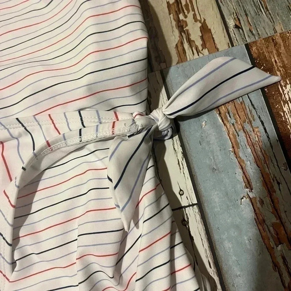 No Boundaries junior 17 artic white striped one- piece side knot tie - Picture 5 of 6